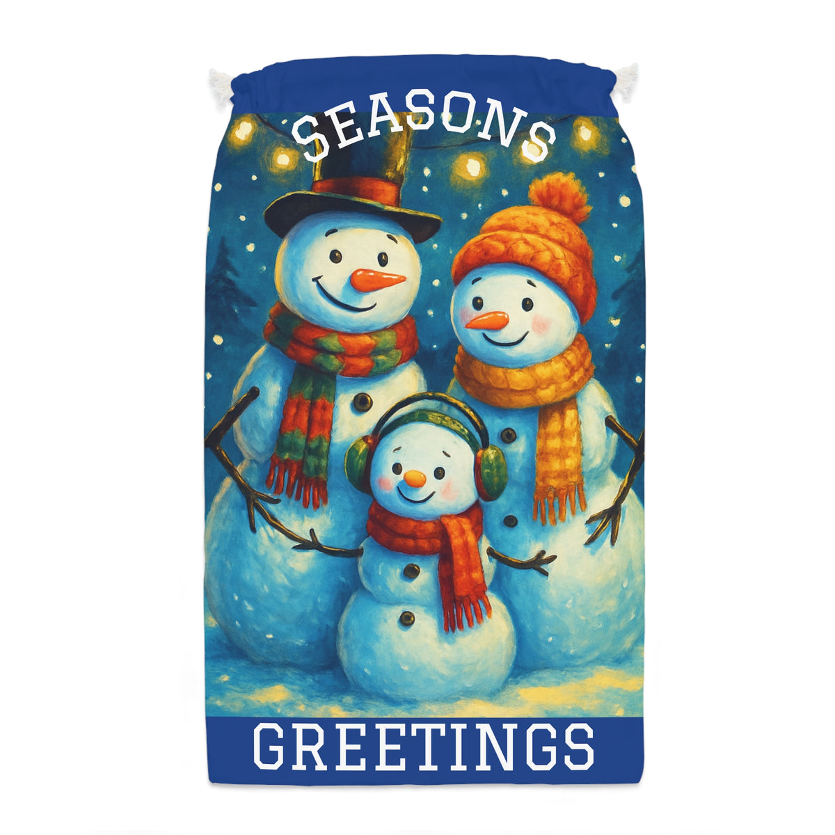 Snowman Family Christmas Gift Sack | Seasons Greetings Large Christmas Sack