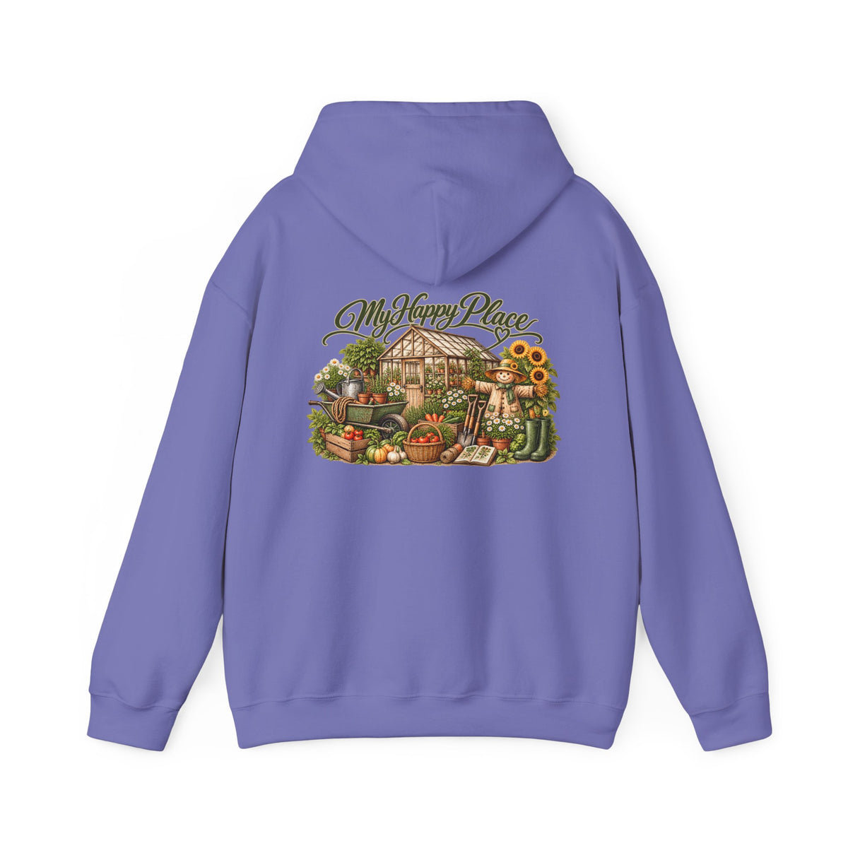 My Happy Place Greenhouse – Back Print Hoodie