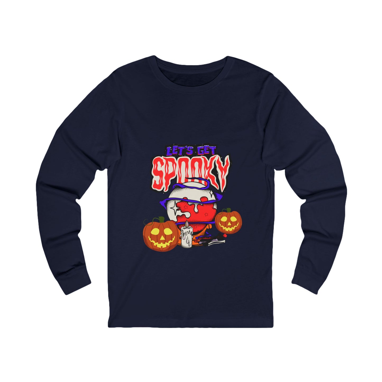Halloween Spooky Long Sleeve Tee, Unisex Shirt, Unique Fashion, Halloween Party Outfit, Trick or Treat Apparel, Cozy Gift Idea