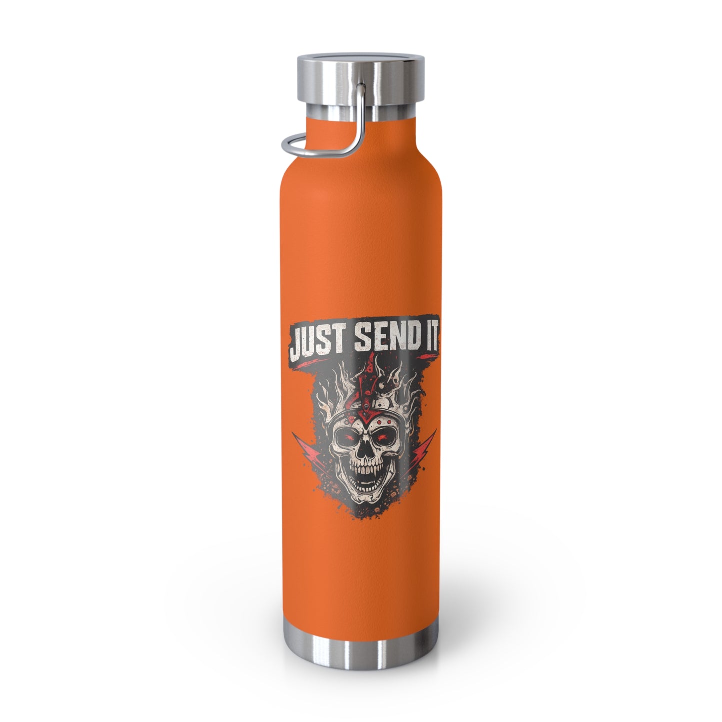 Just Send It Flask   22oz Copper-Insulated Skull & Flames Water Bottle