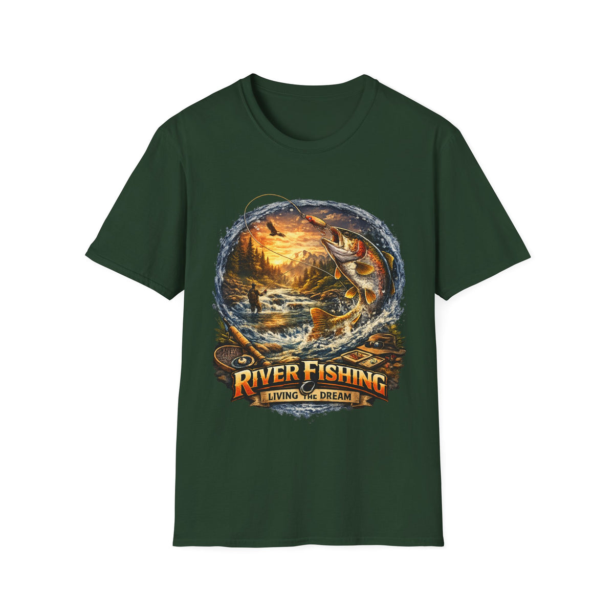 River Fishing Living the Dream T-Shirt – Angler Fishing Tee