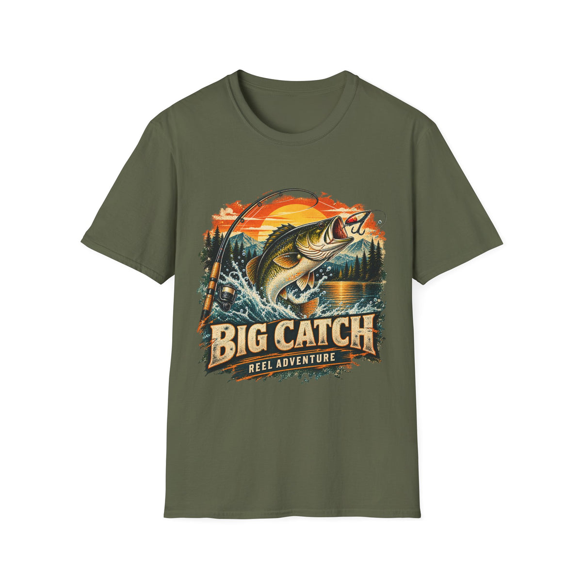 Big Catch Reel Adventure Fishing T-Shirt – Vintage Angler Graphic Tee