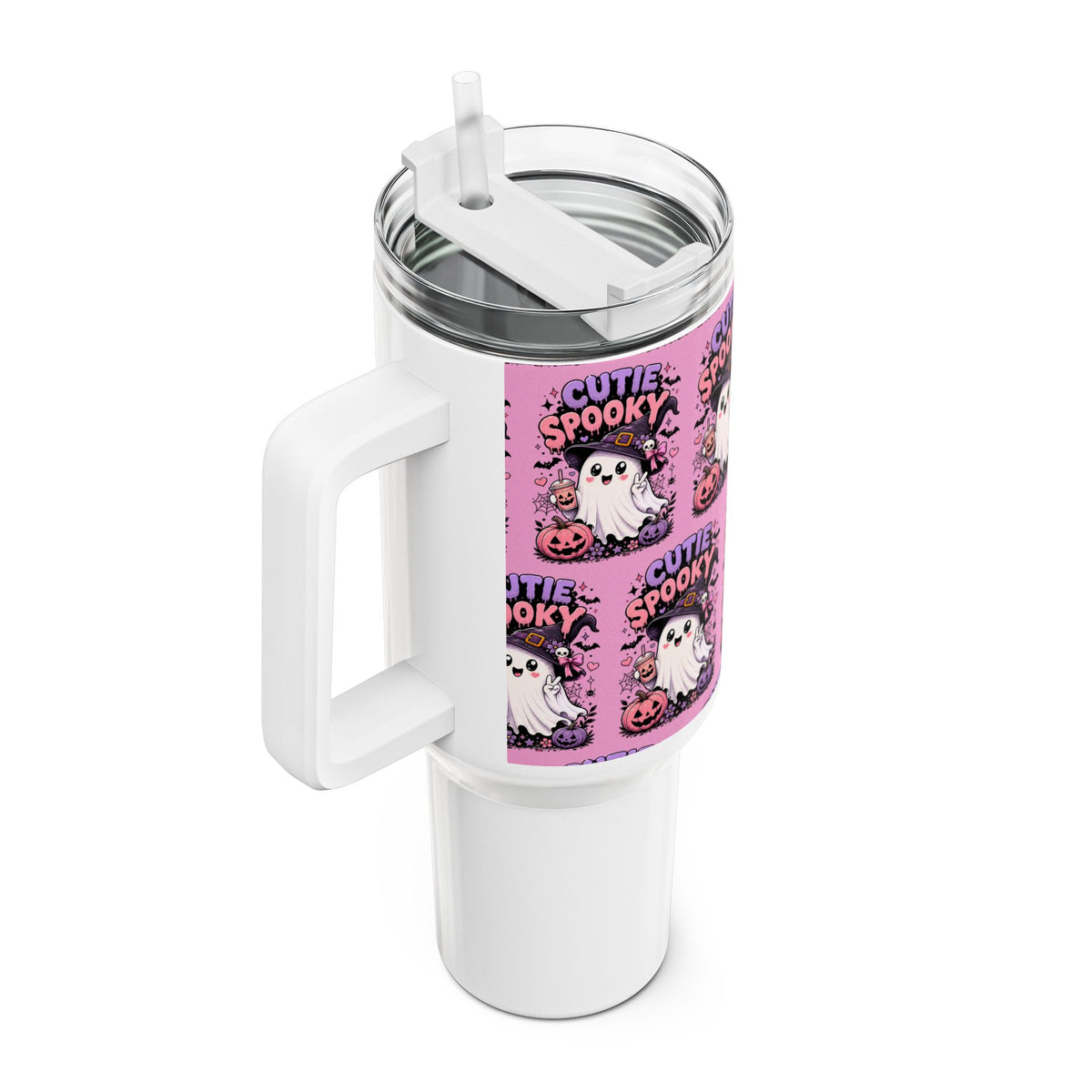 Cutie Spooky 40oz Insulated Tumbler with Straw – Halloween Ghost Travel Mug