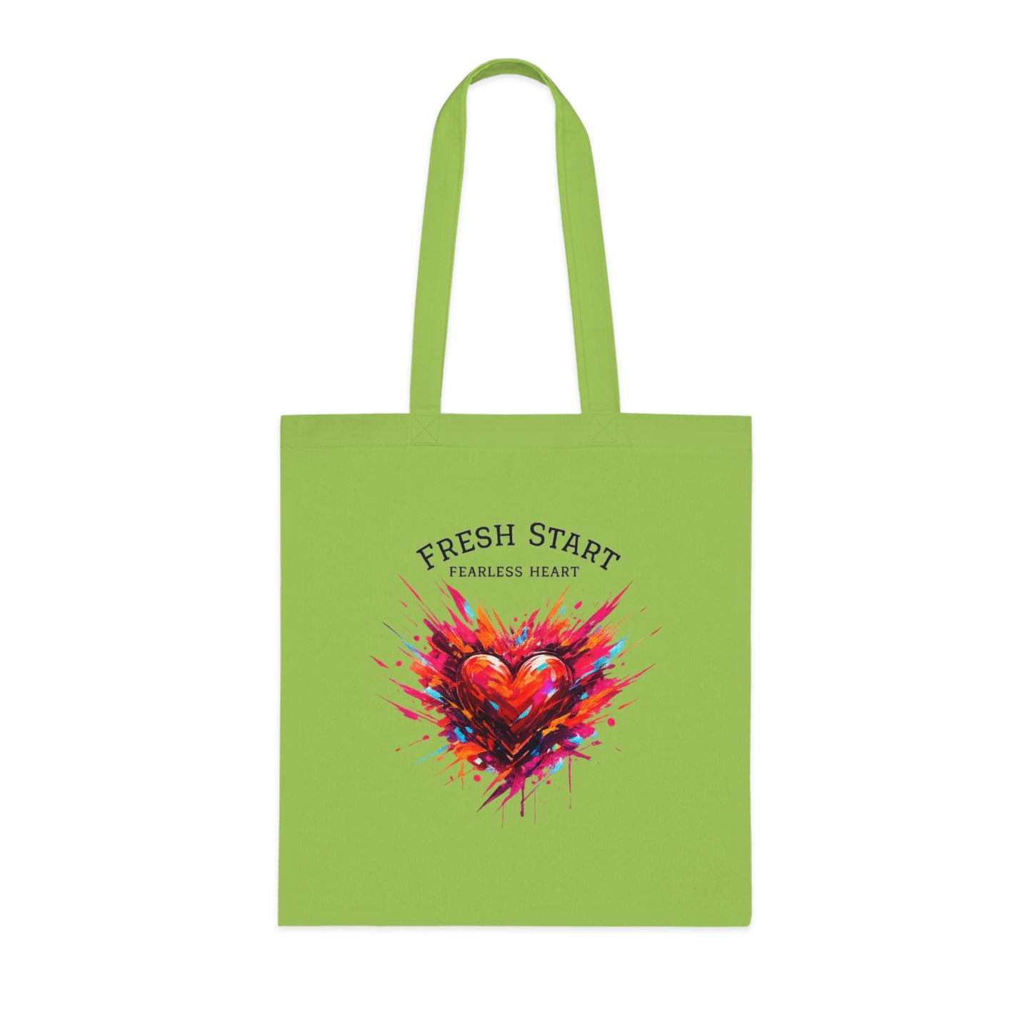 Fresh Start Fearless Heart Tote Bag | Inspirational Canvas Shopping Bag | Gifts & Lifestyle Collection