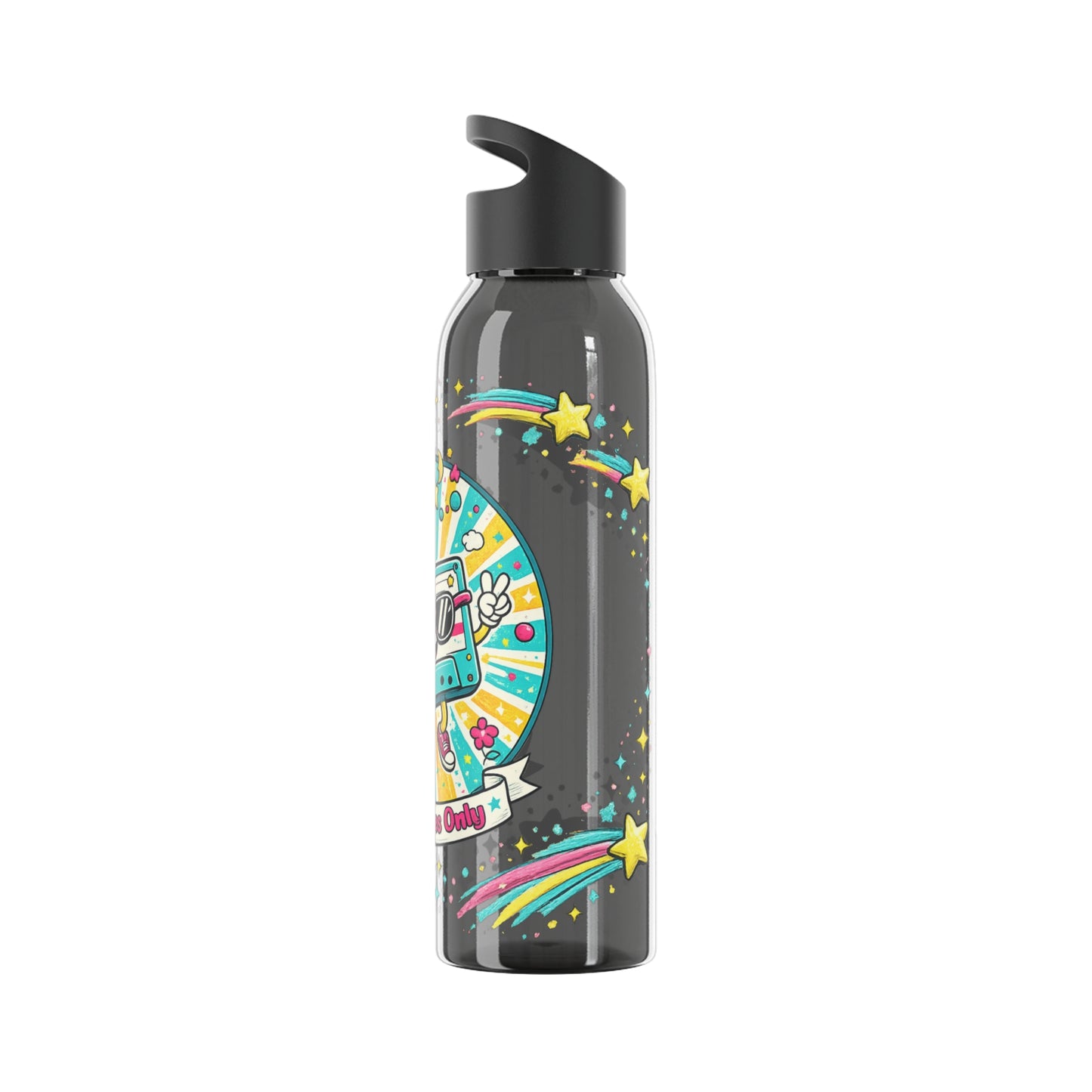 Retro Good Vibes Only Water Bottle | Colourful Reusable Drinks Bottle | Retro Cassette Bottle | 80s & 90s Inspired Hydration