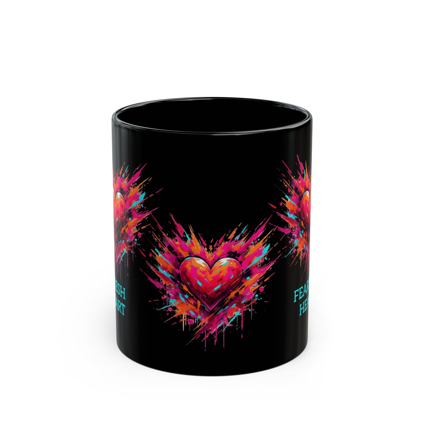 Fresh Start Fearless Heart Black Coffee Mug | Inspirational Ceramic Mug | Positive Mindset Gift | Gifts & Lifestyle