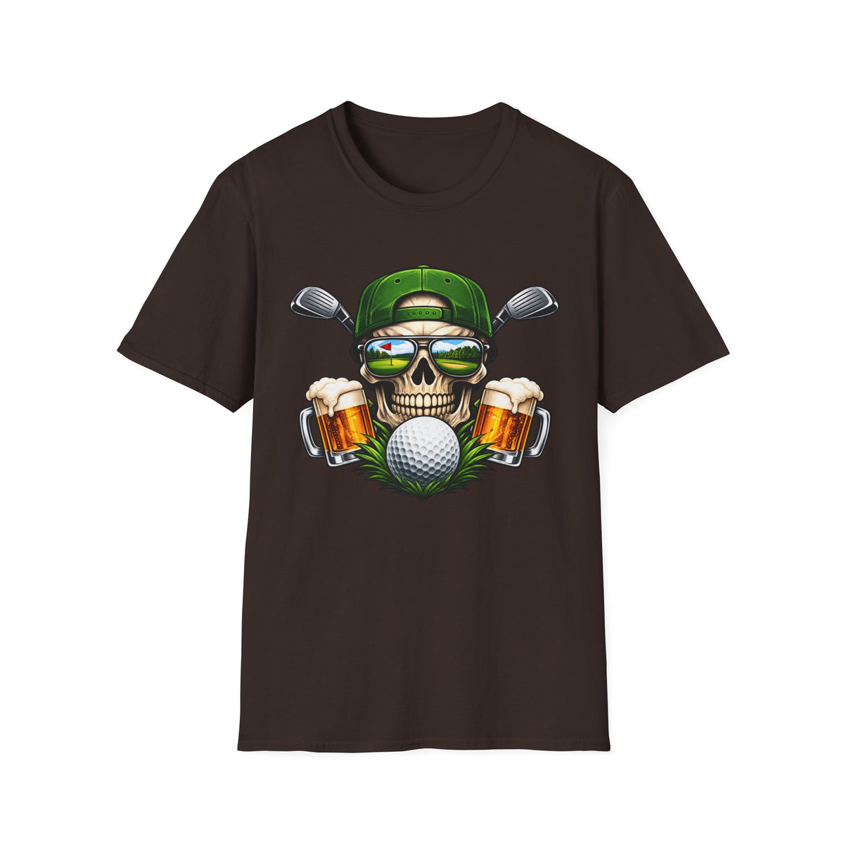 Fairways & Cold Beers Golf Skull T-Shirt