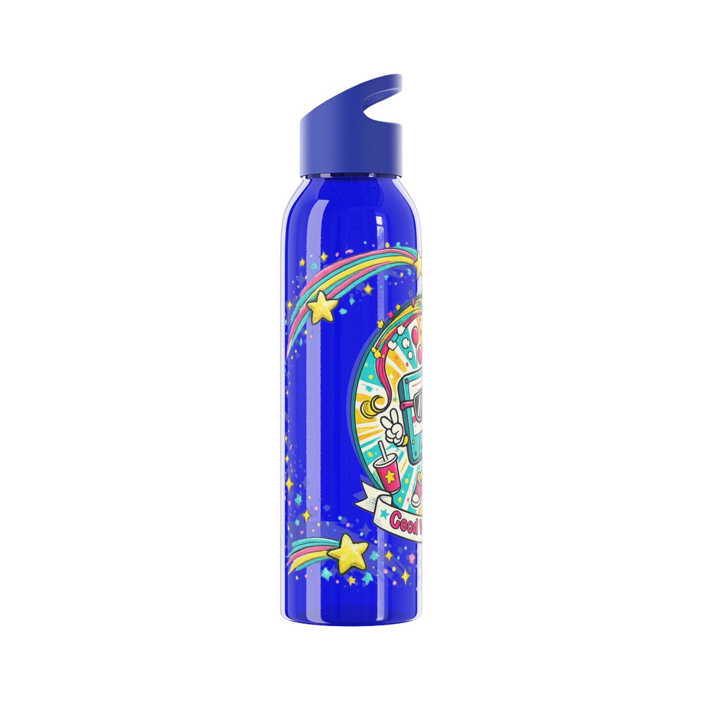 Retro Good Vibes Only Water Bottle | Colourful Reusable Drinks Bottle | Retro Cassette Bottle | 80s & 90s Inspired Hydration