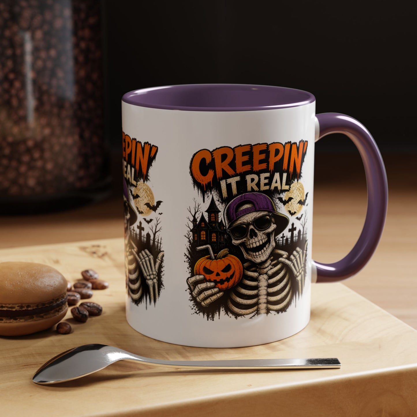 Creepin’ It Real Halloween Accent Mug – Skeleton Coffee Mug