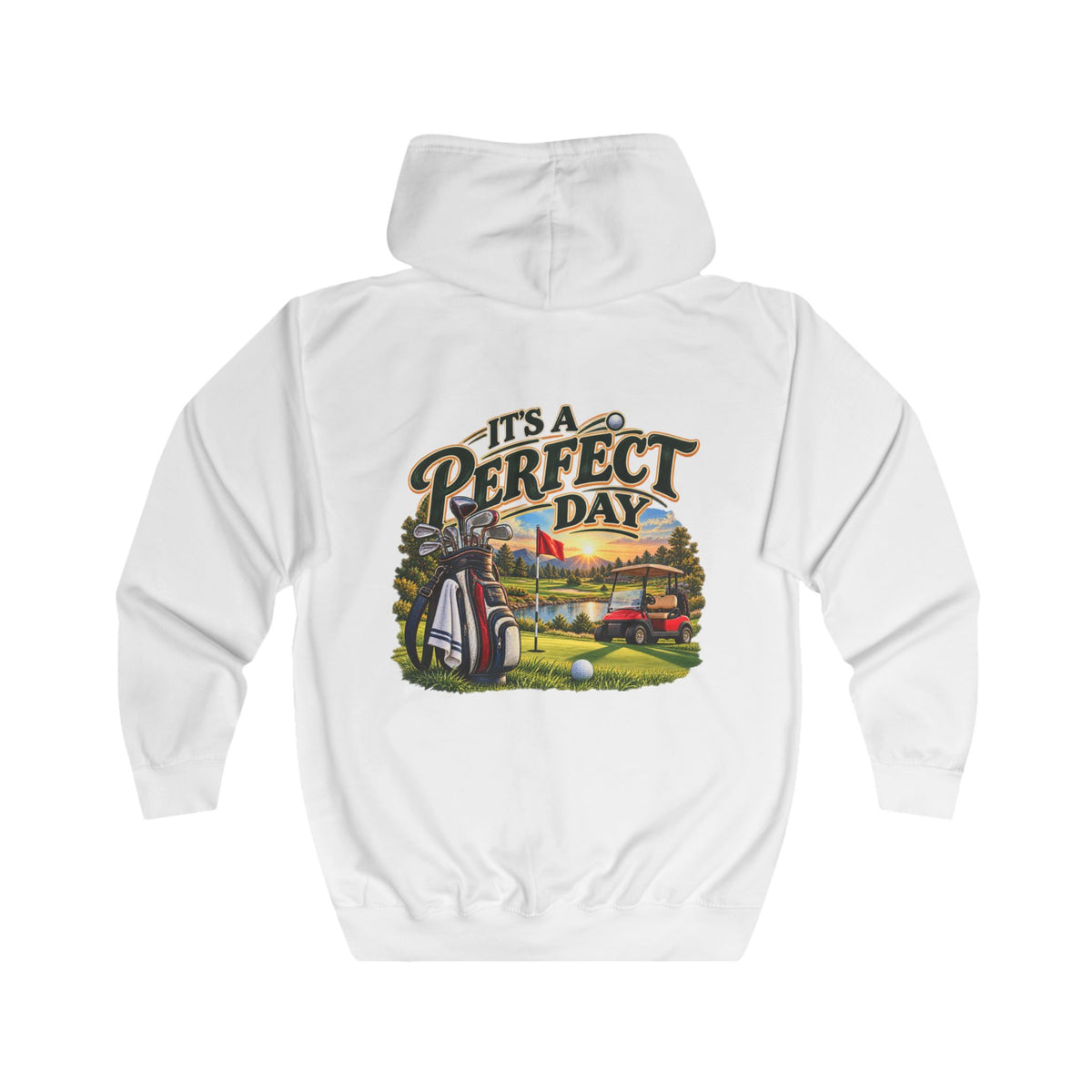 Sweat à capuche zippé graphique de golf « Perfect Day »
