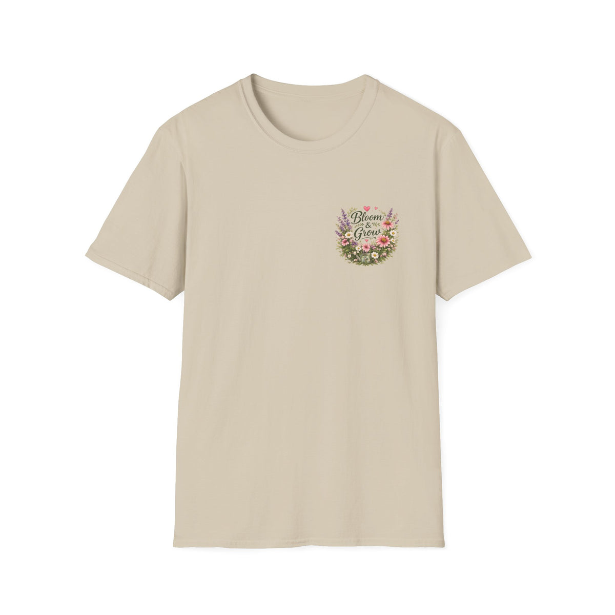 Bloom & Grow Floral Garden – Left Chest Print T-Shirt