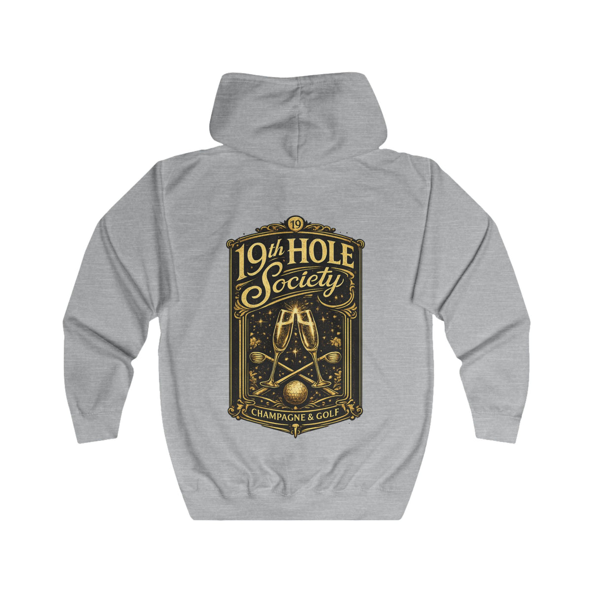 19th Hole Society Champagne and Golf Zip Hoodie