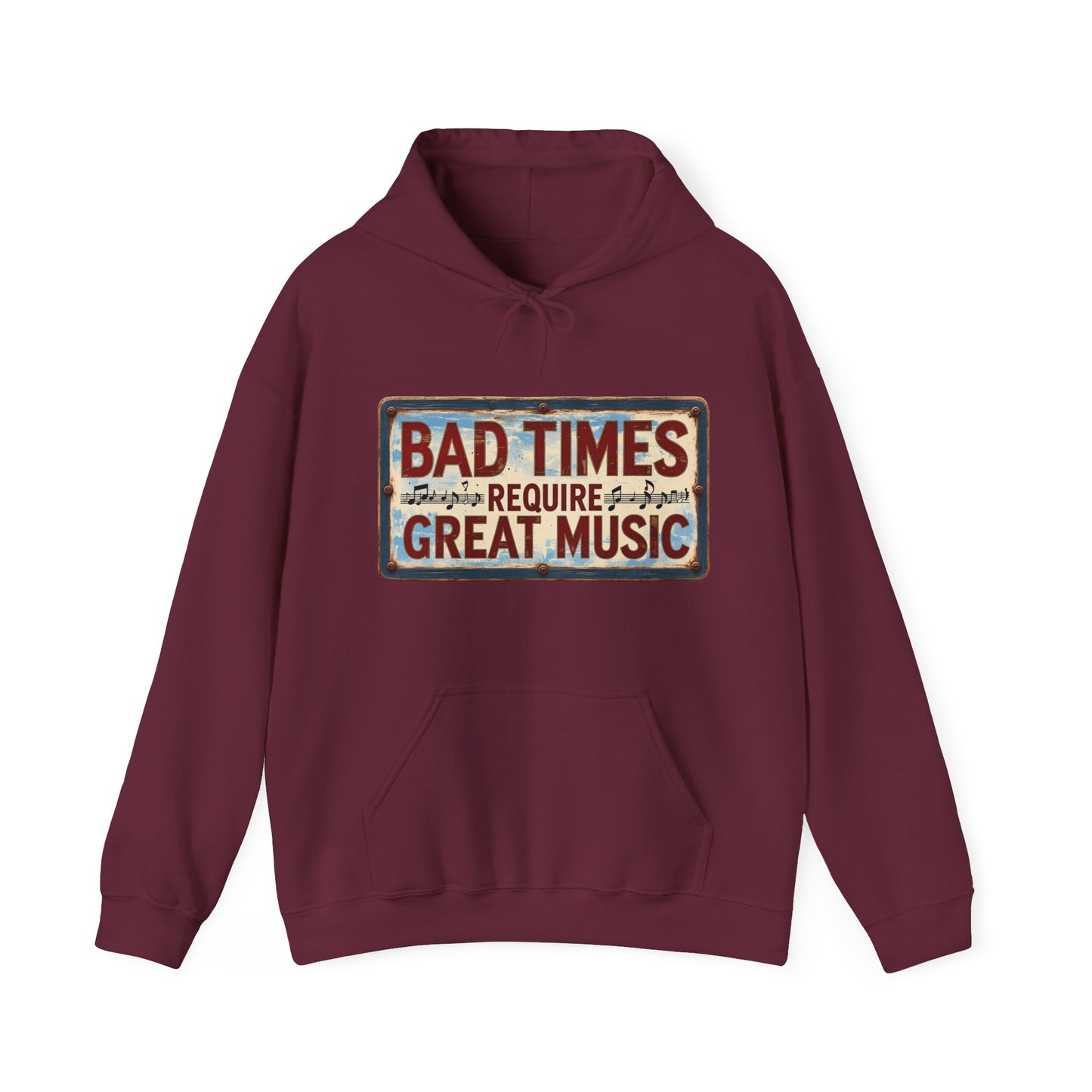 Bad Times Require Great Music Hoodie | Vintage Music Lover Hoodie | Unisex Graphic Pullover | Concert & Festival Gift