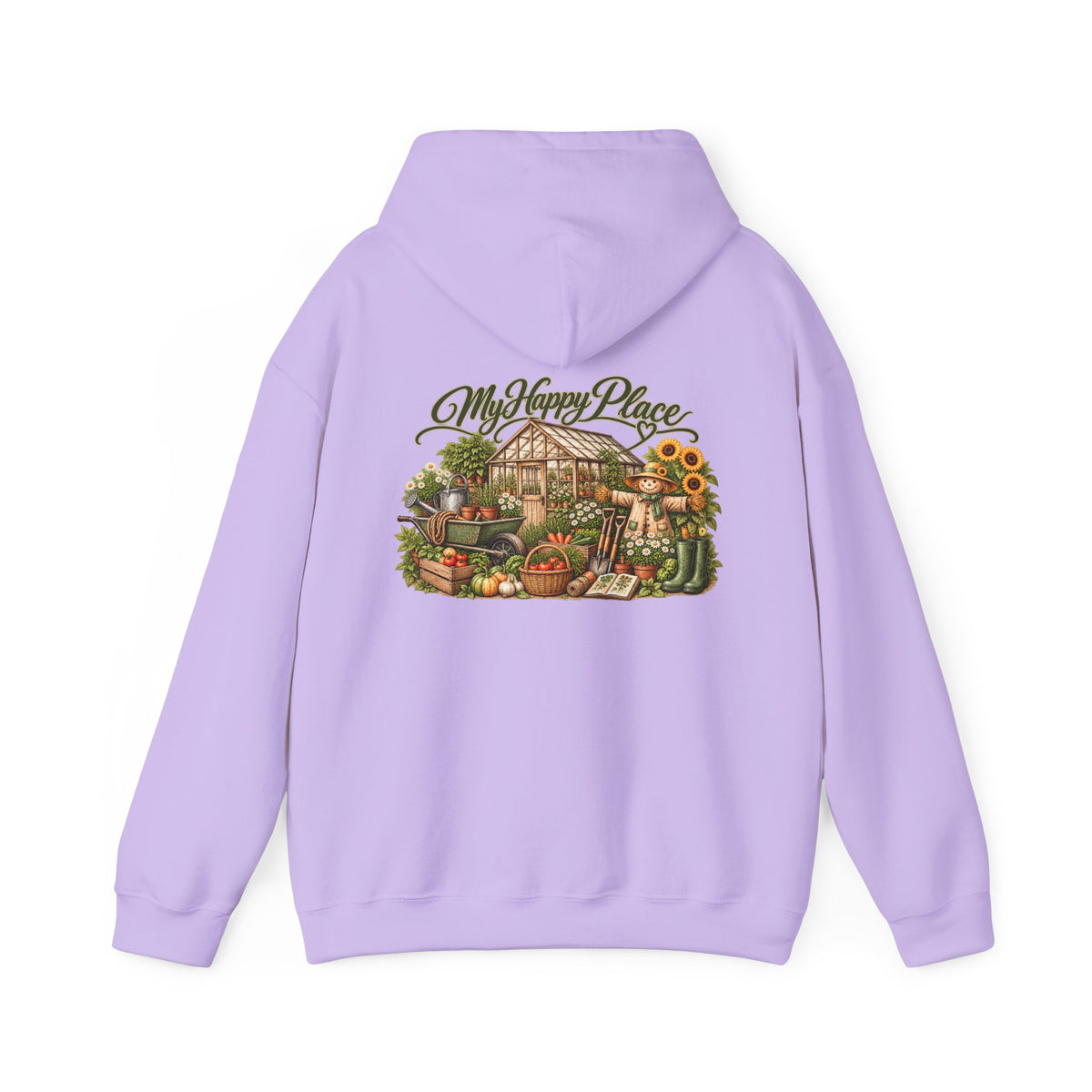 My Happy Place Greenhouse – Back Print Hoodie