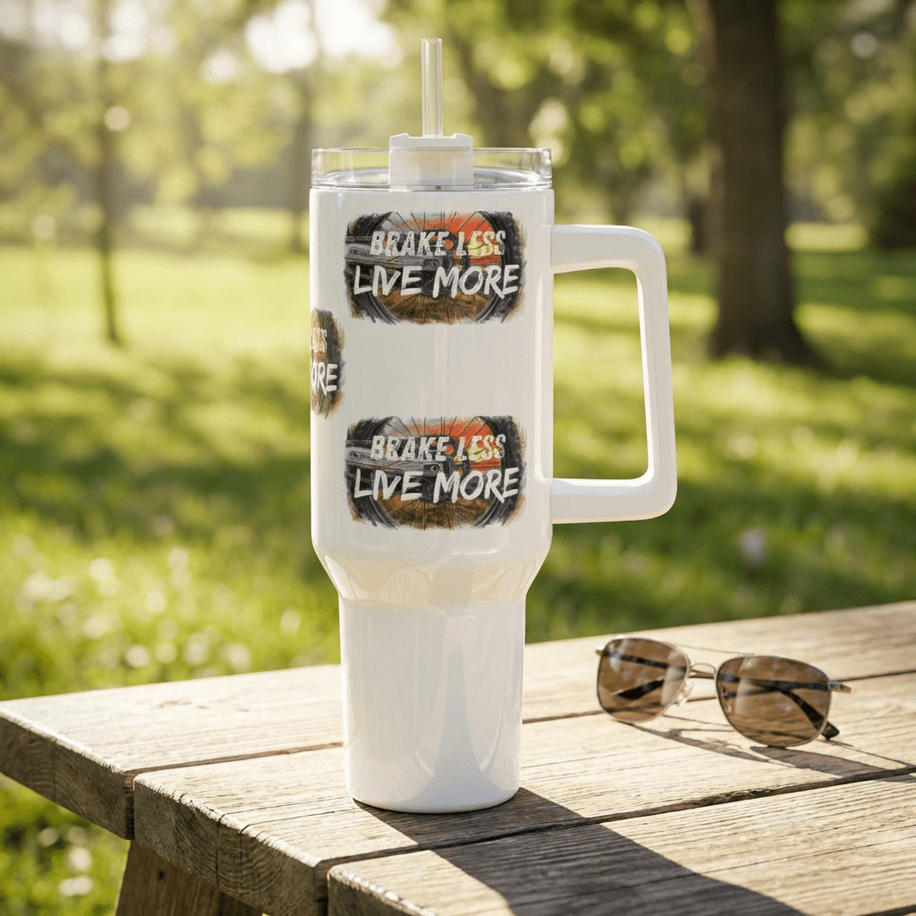 40oz Tumbler Brake Less Live More Adventure Travel Insulated Cup - SJM Print Store