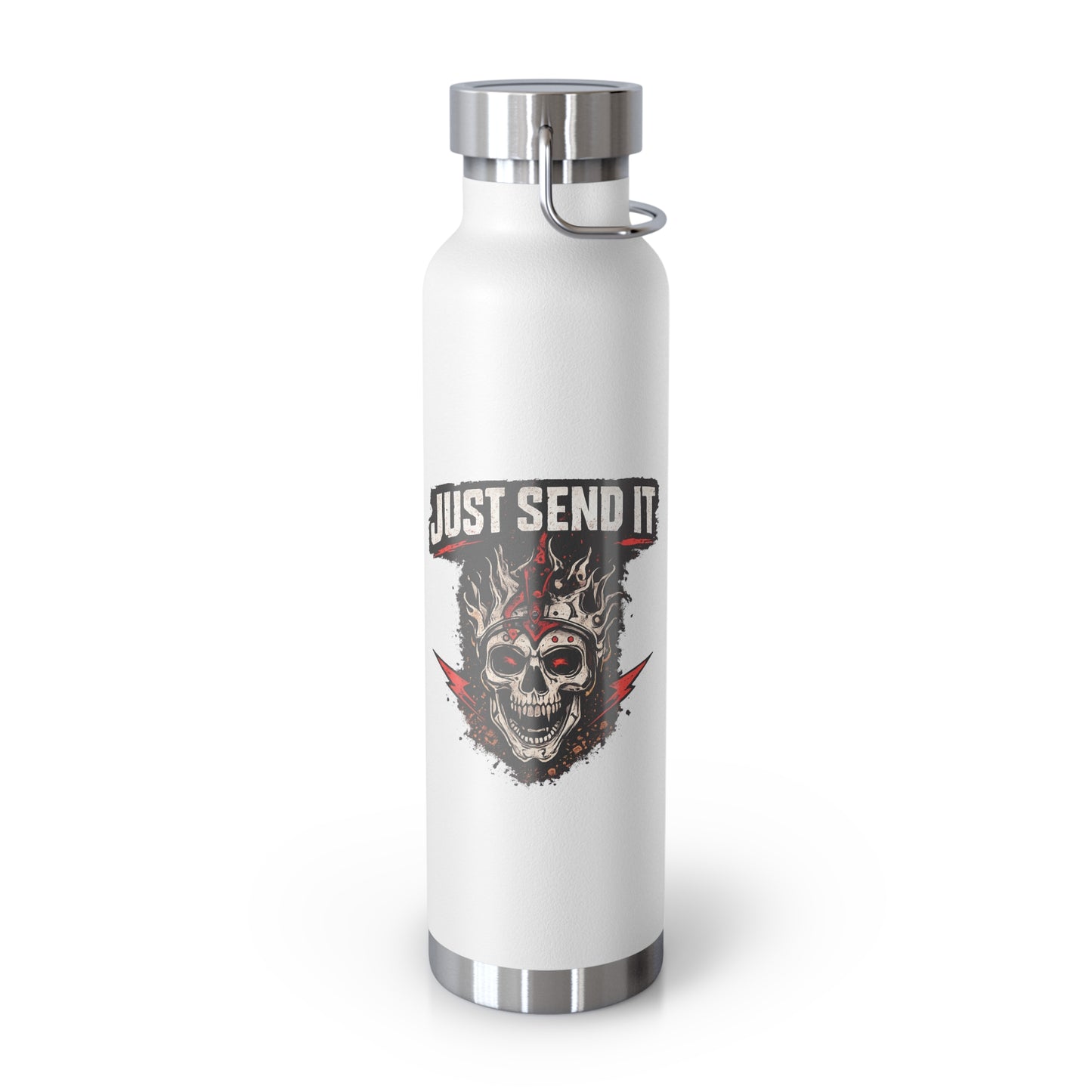 Just Send It Flask   22oz Copper-Insulated Skull & Flames Water Bottle