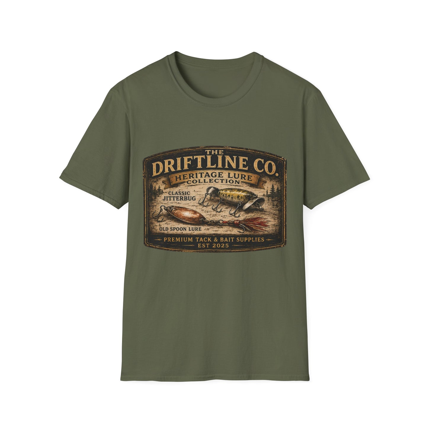Heritage Lure Collection Vintage Fishing T-Shirt | Front Print Tee | The Driftline Company