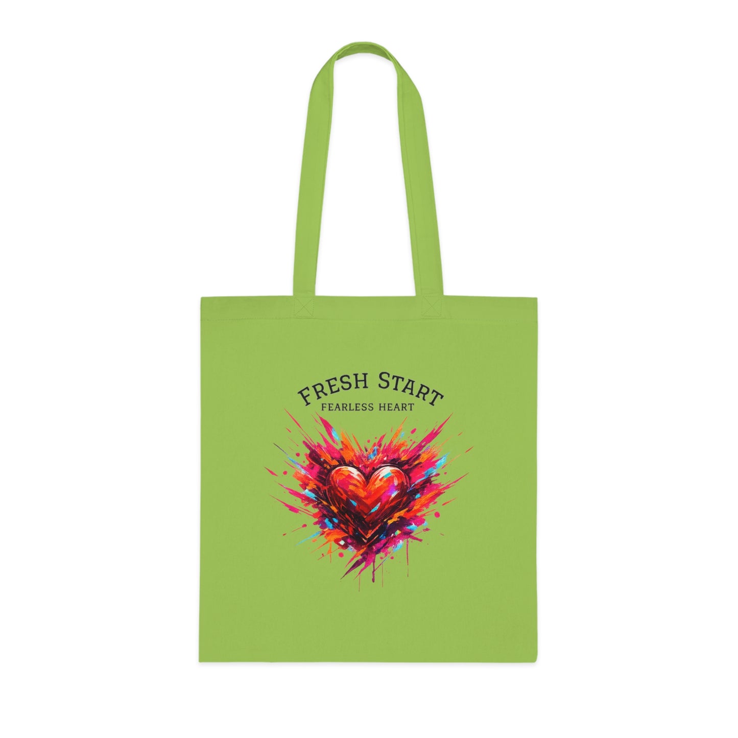 Fresh Start Fearless Heart Tote Bag | Inspirational Canvas Shopping Bag | Gifts & Lifestyle Collection
