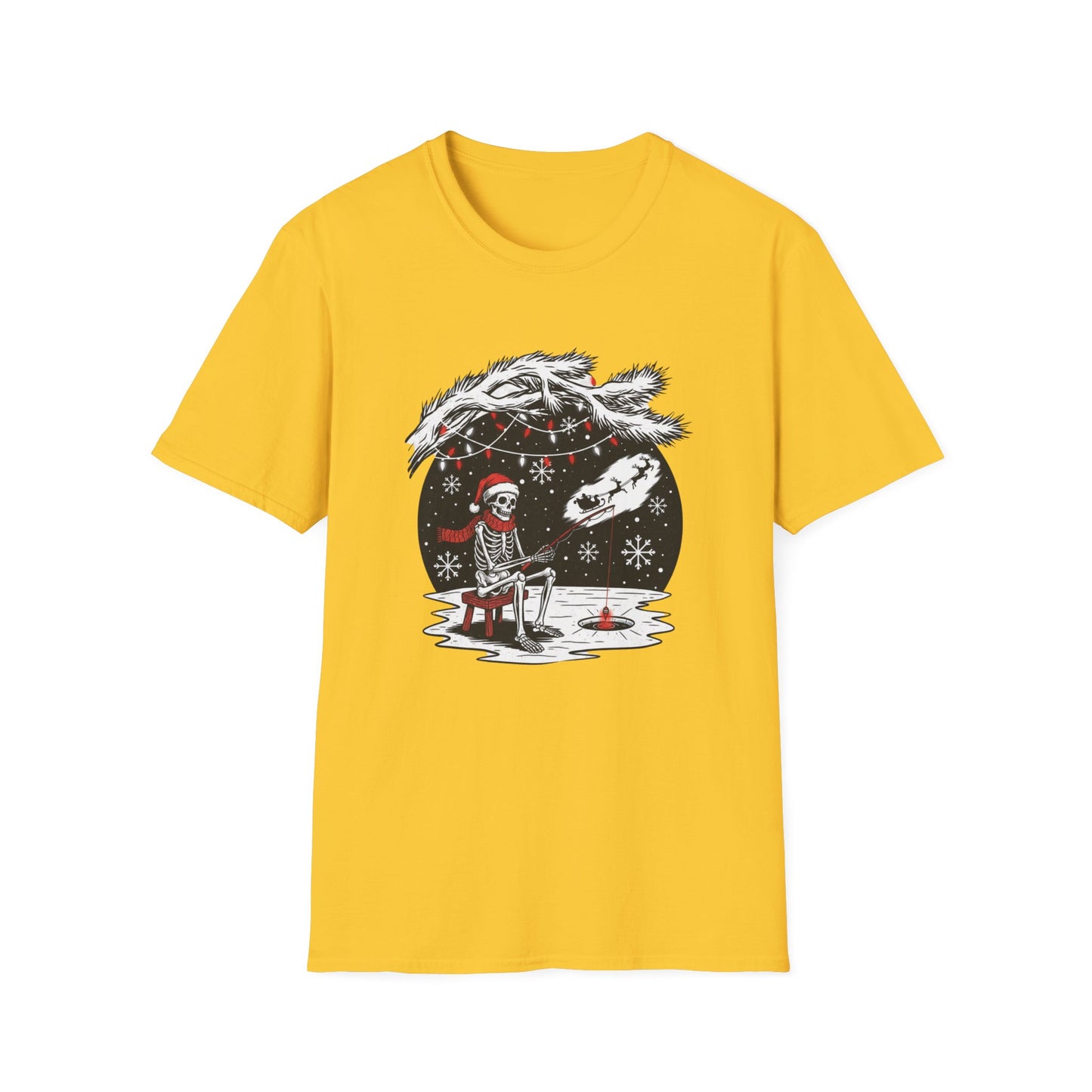 Merry Fishing Christmas T-Shirt – Festive Skeleton Fishing Tee