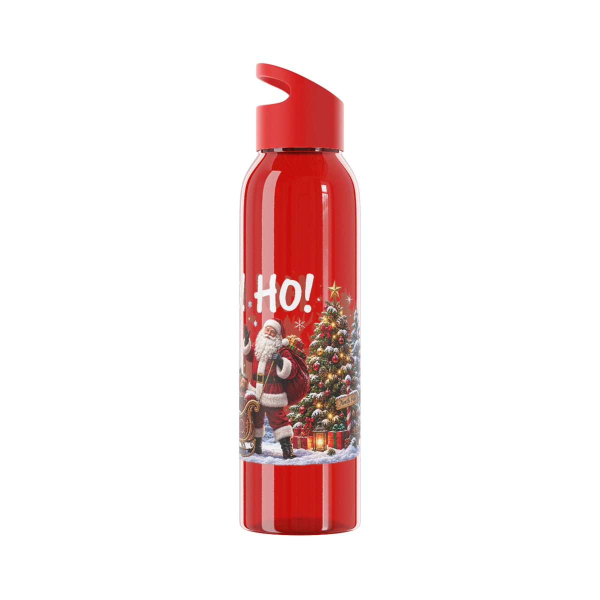 Ho Ho Ho Santa Christmas Water Bottle – Festive Sleigh Design