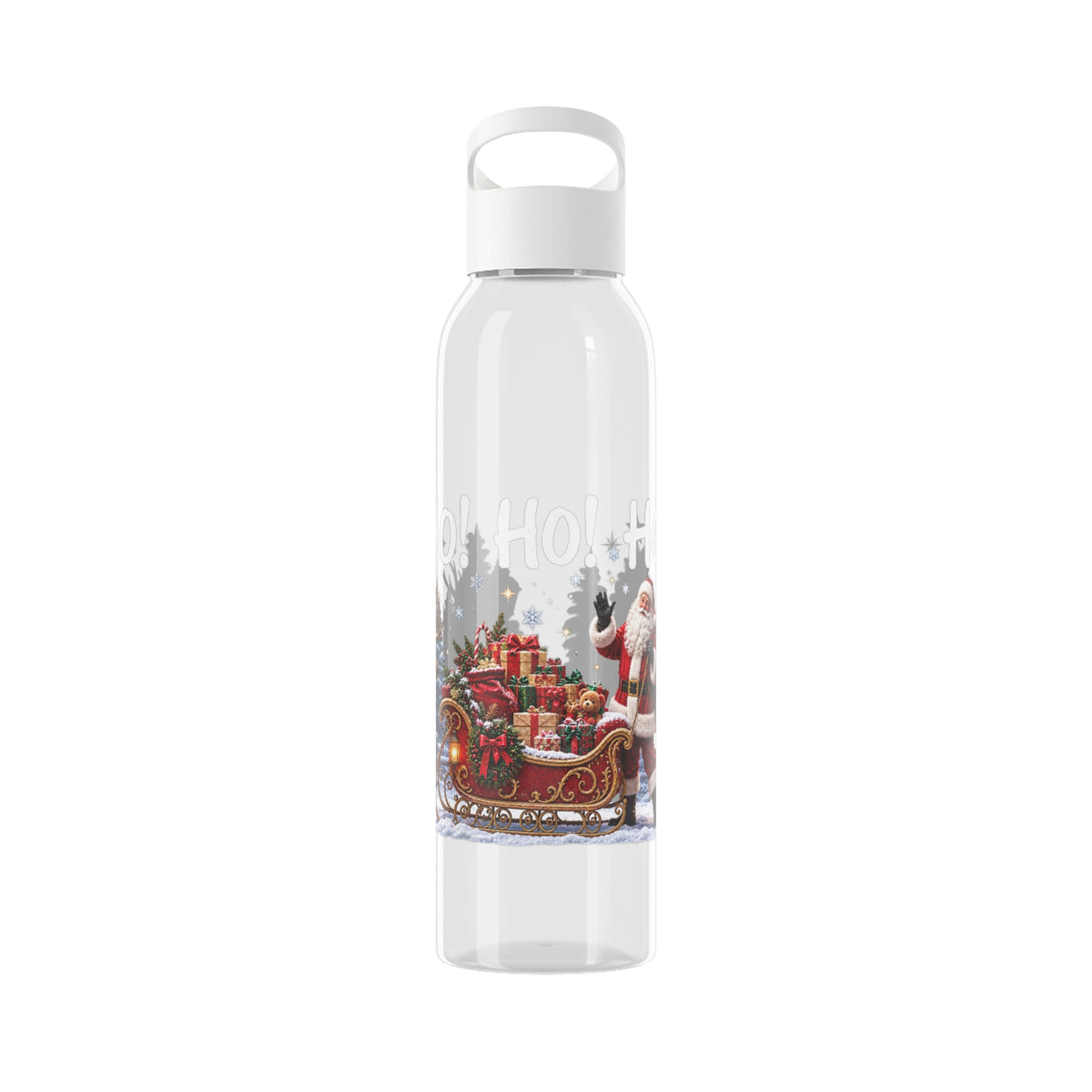 Ho Ho Ho Santa Christmas Water Bottle – Festive Sleigh Design