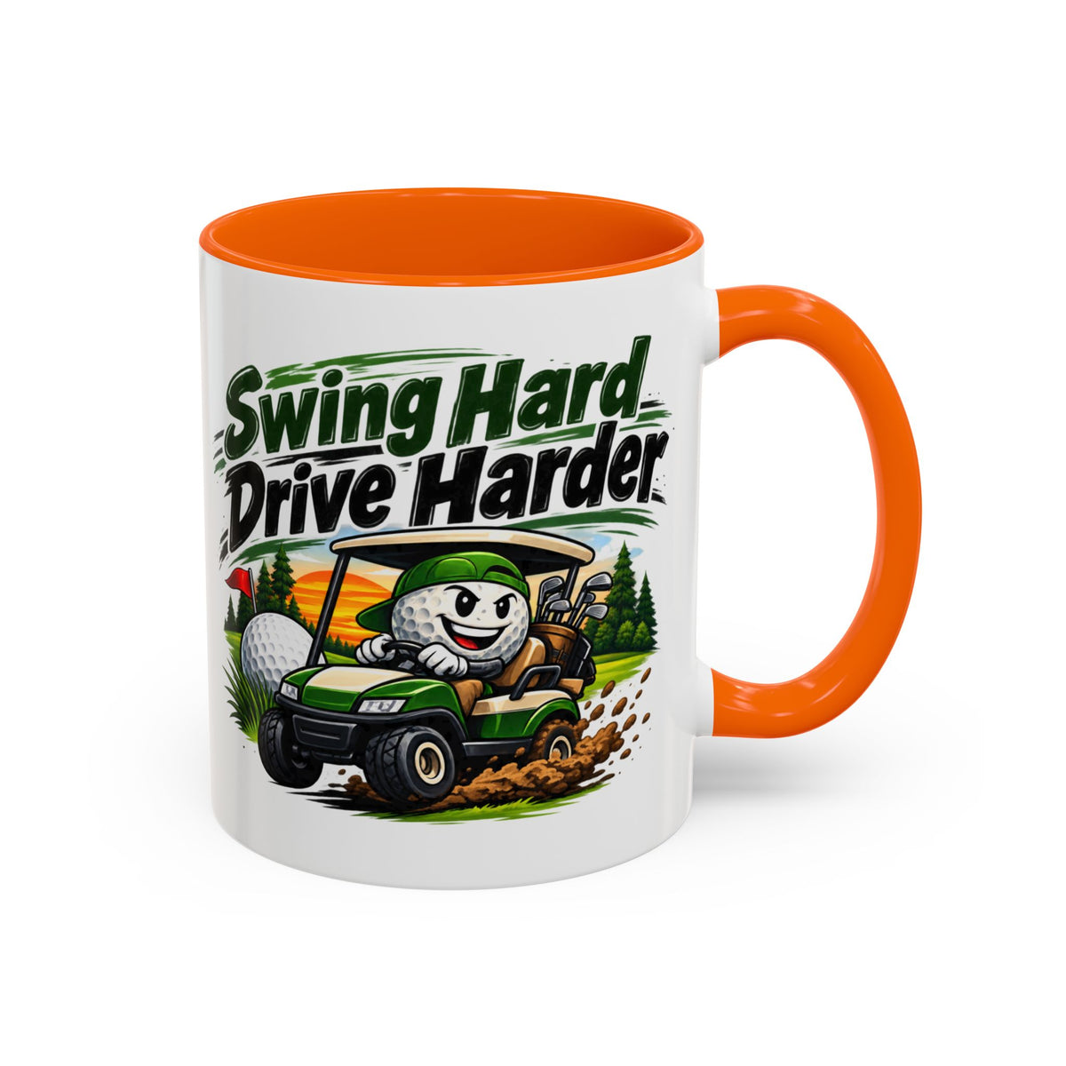 Swing Hard Golf Accent Mug – Drive Harder Golf Cart Design