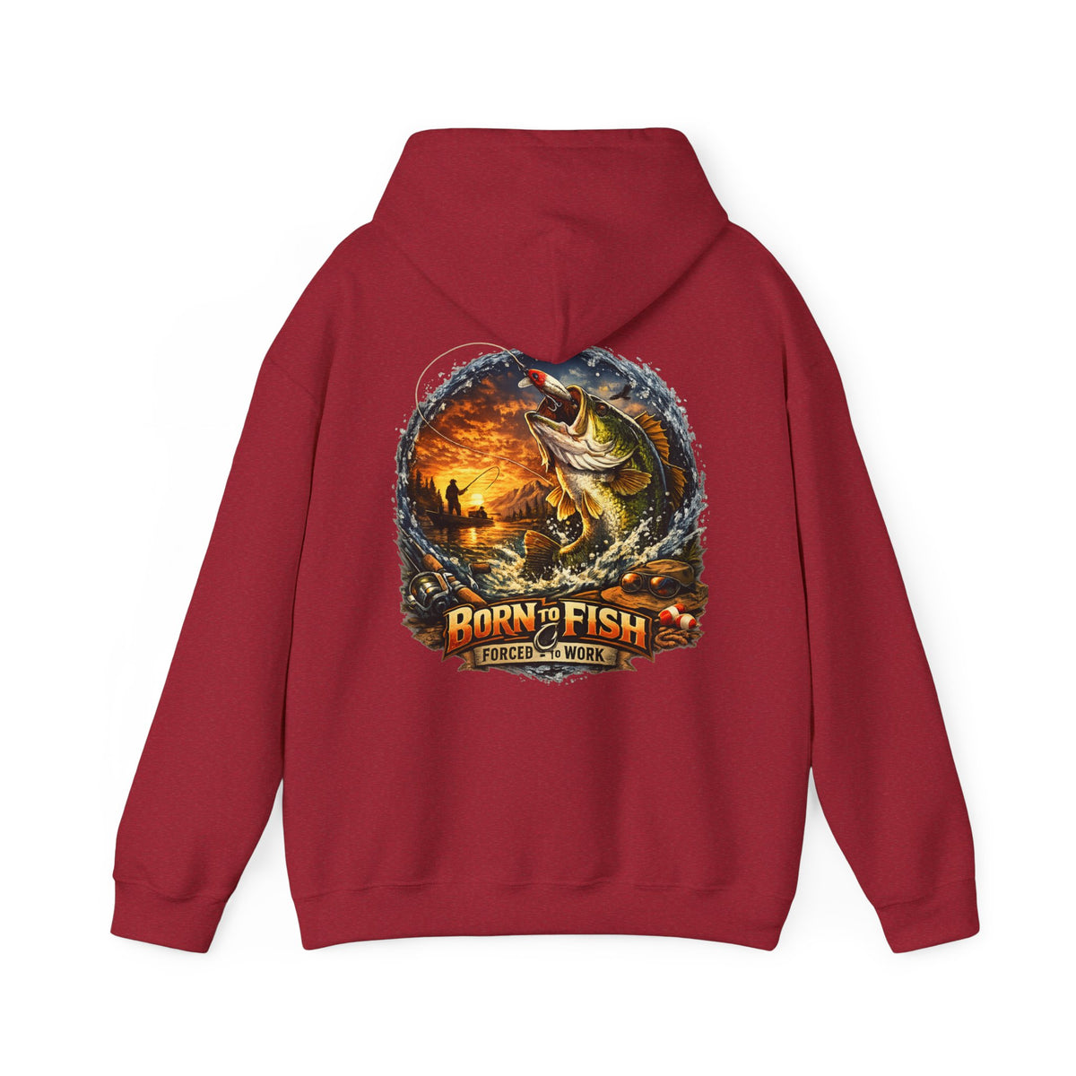 Born to Fish Forced to Work Back Print Hoodie – Fishing Hoodie