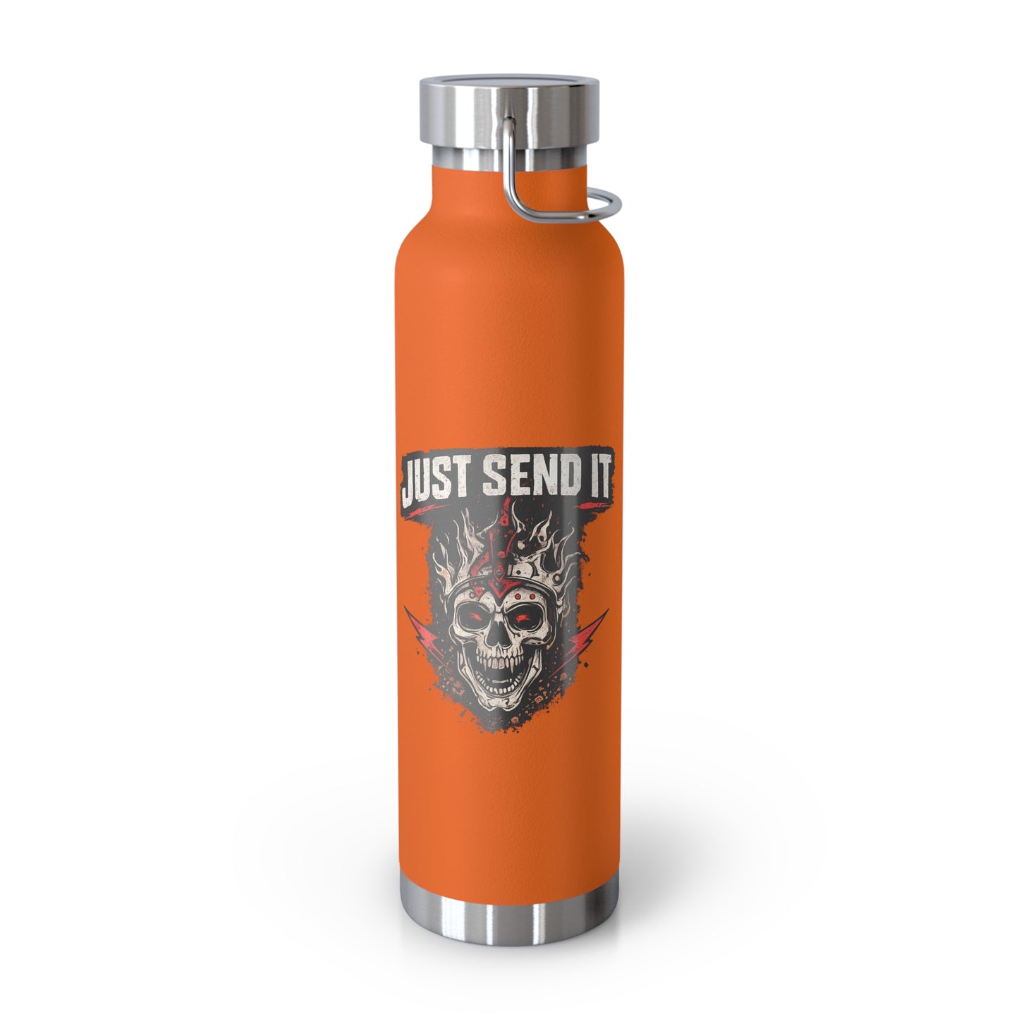 Just Send It Flask   22oz Copper-Insulated Skull & Flames Water Bottle