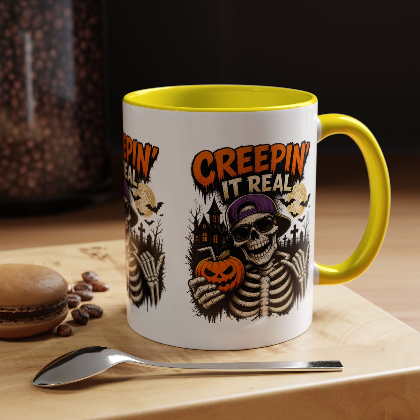 Creepin’ It Real Halloween Accent Mug – Skeleton Coffee Mug