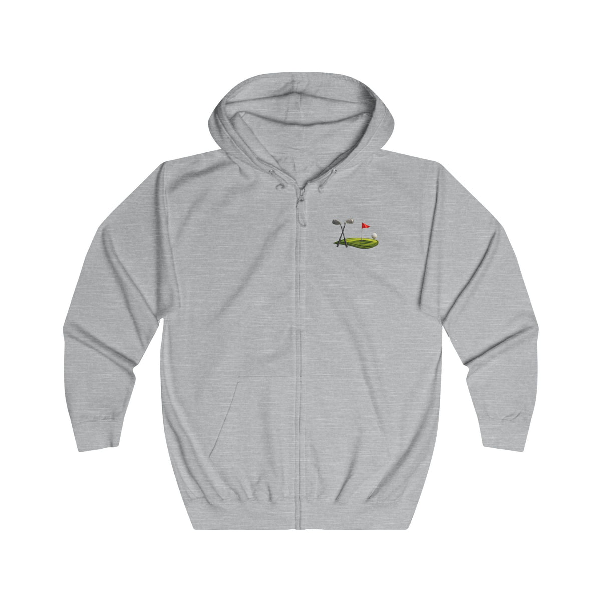 Minimal Golf Zip Hoodie – Subtle Golf Club & Flag Design