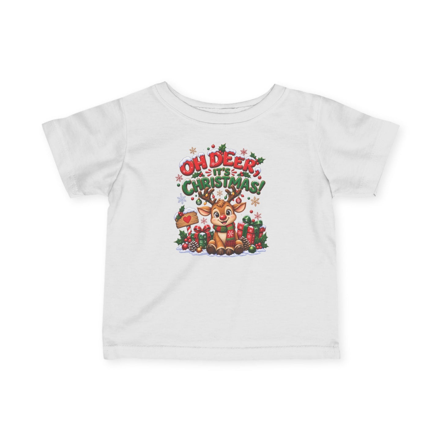 Oh Deer, It’s Christmas! Infant Christmas T-Shirt – Reindeer Tee