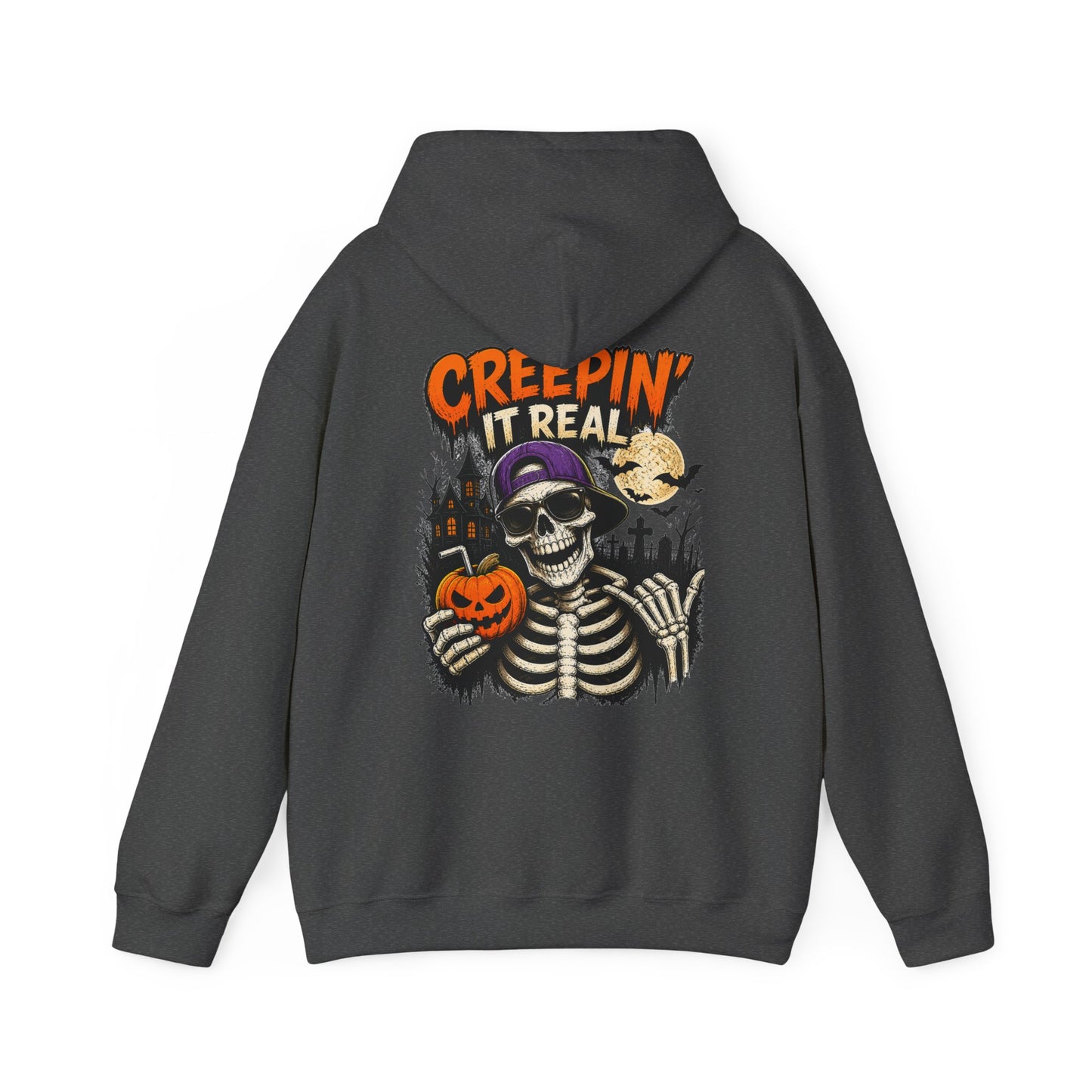 Creepin’ It Real Halloween Hoodie – Unisex Skeleton Graphic Hoodie