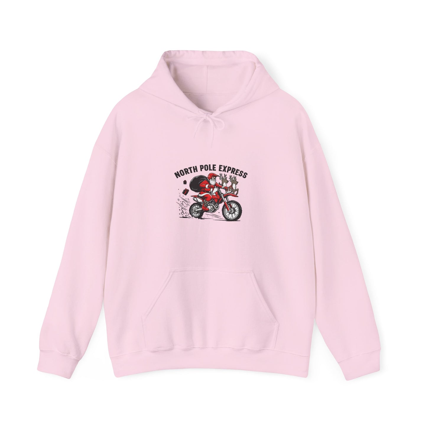 North Pole Express Motocross Christmas Hoodie   Santa Dirt Bike