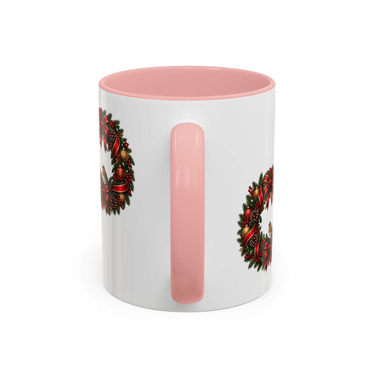 Christmas Wreath & Robin Accent Mug – Festive Christmas Mug