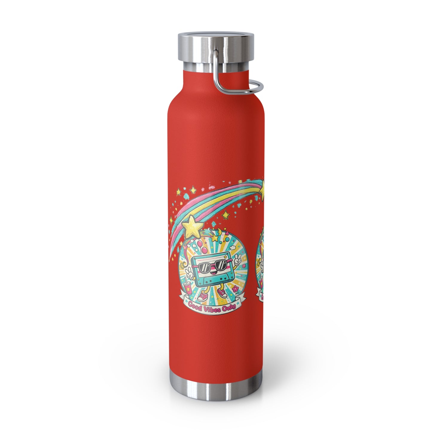 Retro Good Vibes Only Insulated Flask | Colourful Retro Travel Bottle | Stainless Steel Drinks Bottle | 80s & 90s Inspired