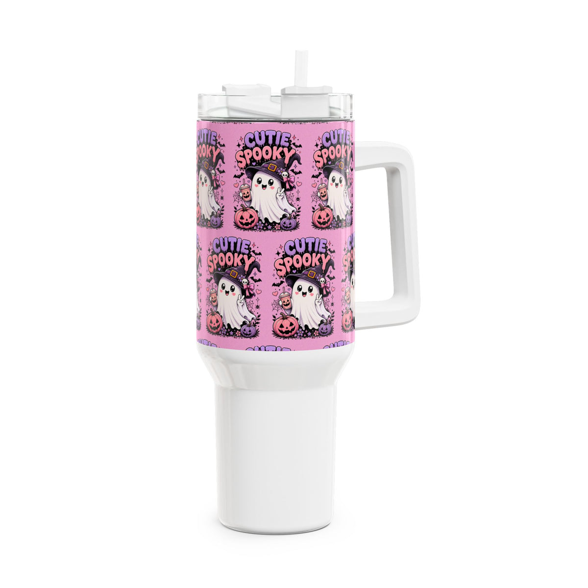 Cutie Spooky 40oz Insulated Tumbler with Straw – Halloween Ghost Travel Mug