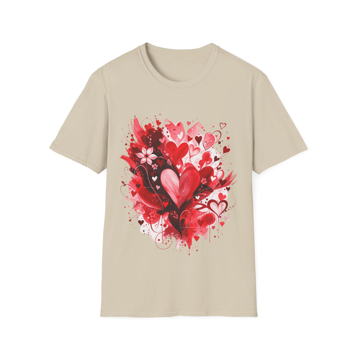 Floral Hearts T-Shirt | Red Heart & Floral Graphic Tee