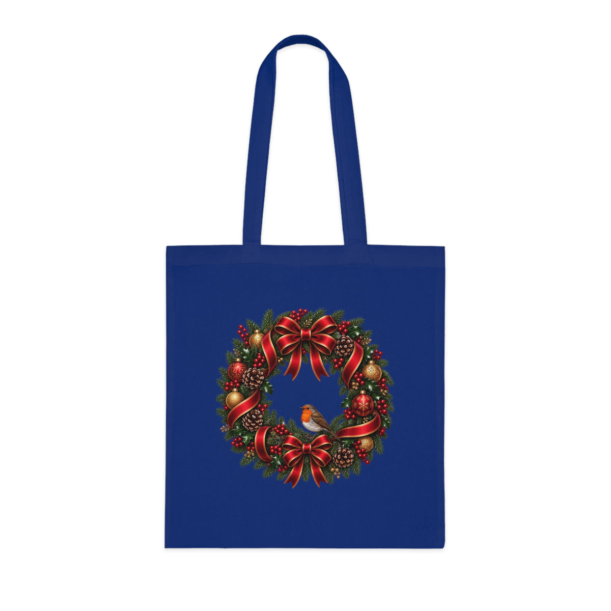 Christmas Wreath & Robin Cotton Tote Bag – Festive Christmas Bag