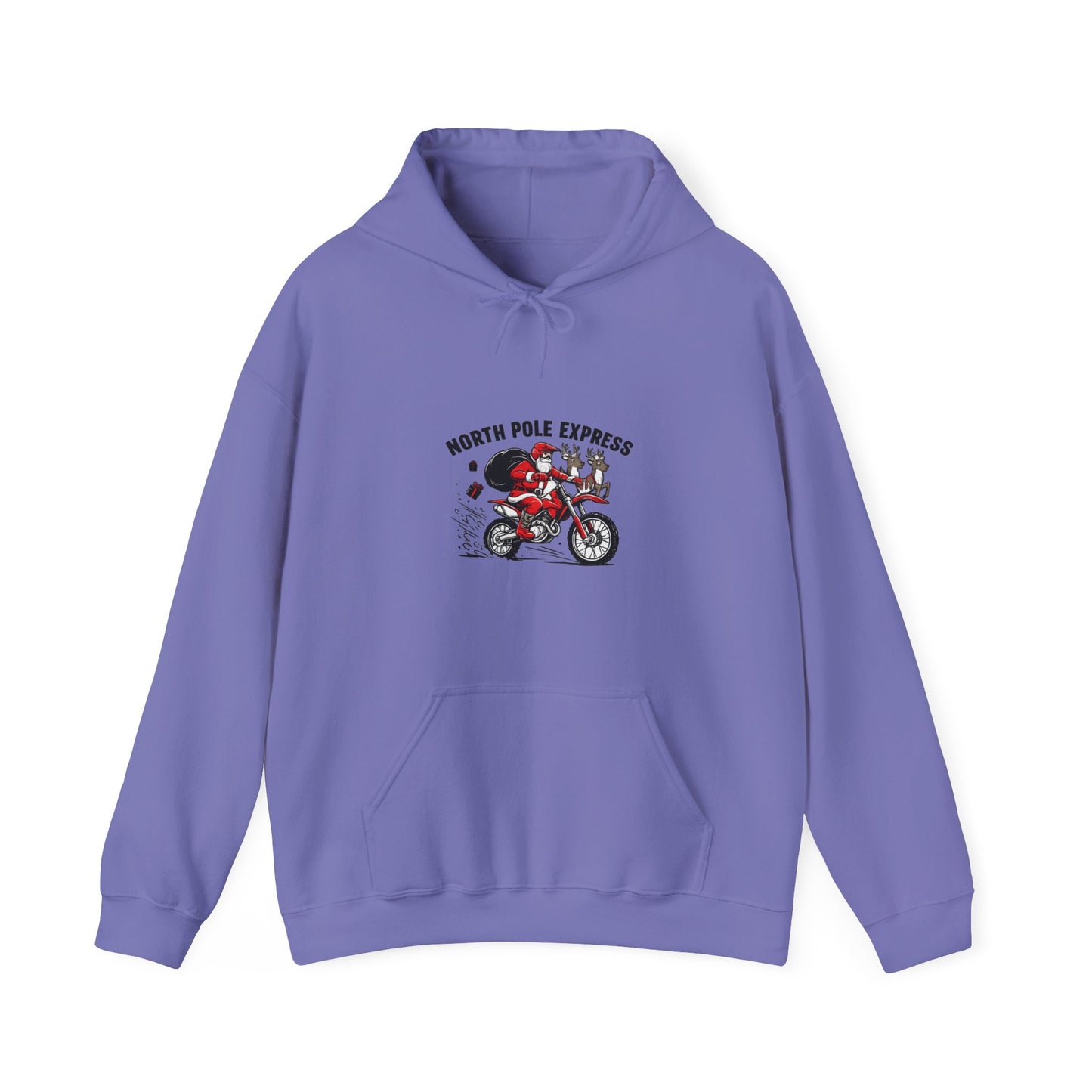 North Pole Express Motocross Christmas Hoodie   Santa Dirt Bike