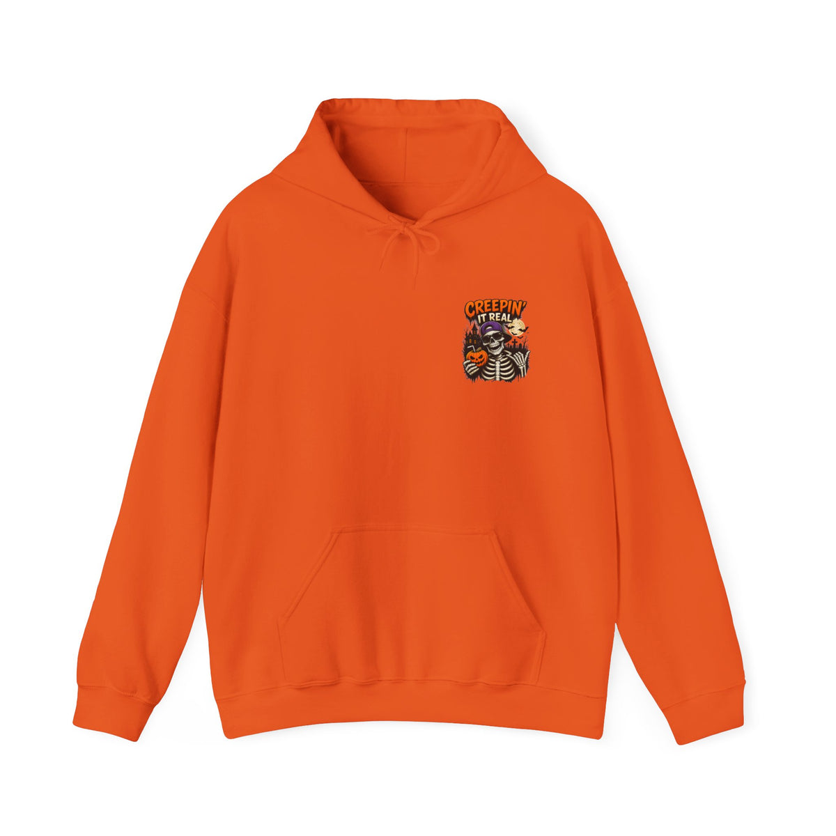 Creepin’ It Real Halloween Hoodie – Unisex Skeleton Graphic Hoodie