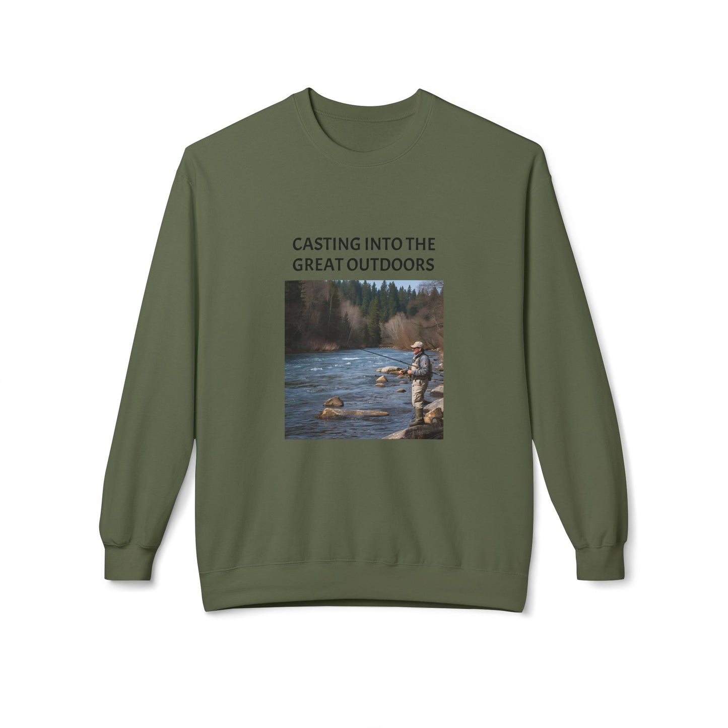 Outdoor Fishing Adventure Crewneck Sweatshirt - Cozy Gift for Nature Lovers, Fishing Enthusiasts, Outdoor Apparel, Casual Sweatshirt