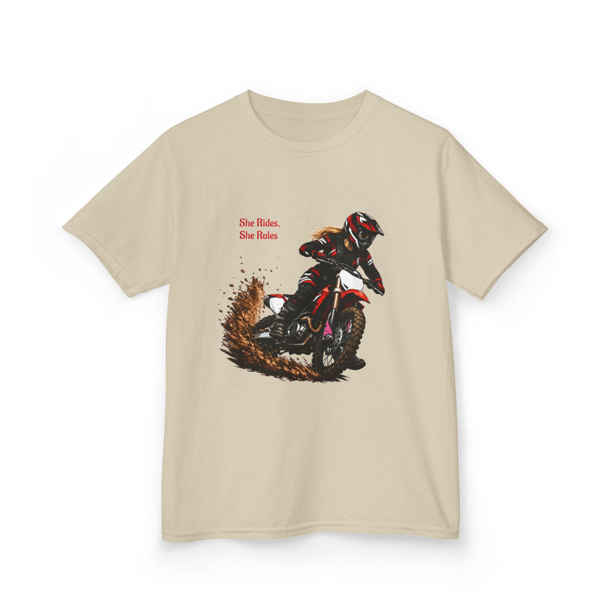She Rides She Rules Youth T-Shirt – Girls Motocross Tee