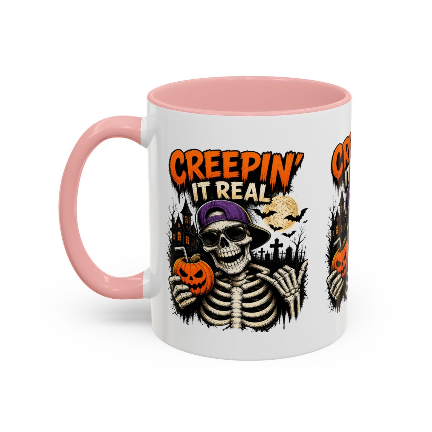 Creepin’ It Real Halloween Accent Mug – Skeleton Coffee Mug