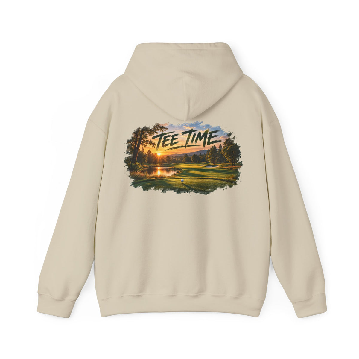 Tee Time Golf Hoodie – Sunset Golf Course Back Print