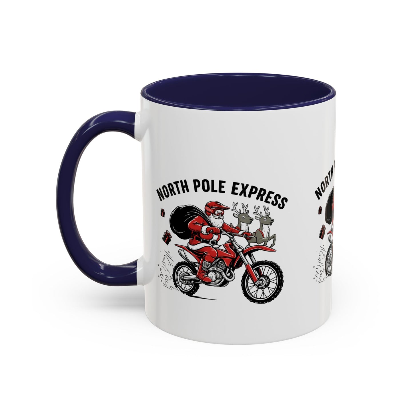North Pole Express Motocross Santa Christmas Accent Mug