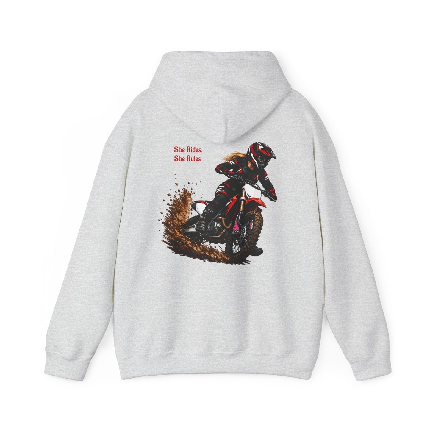 She Rides She Rules Motocross Hoodie — Dirt Bike Racing Sweatshirt for Riders