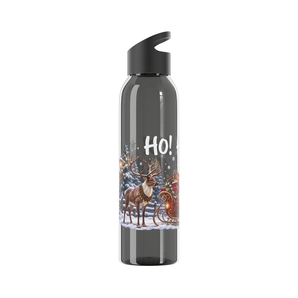 Ho Ho Ho Santa Christmas Water Bottle – Festive Sleigh Design