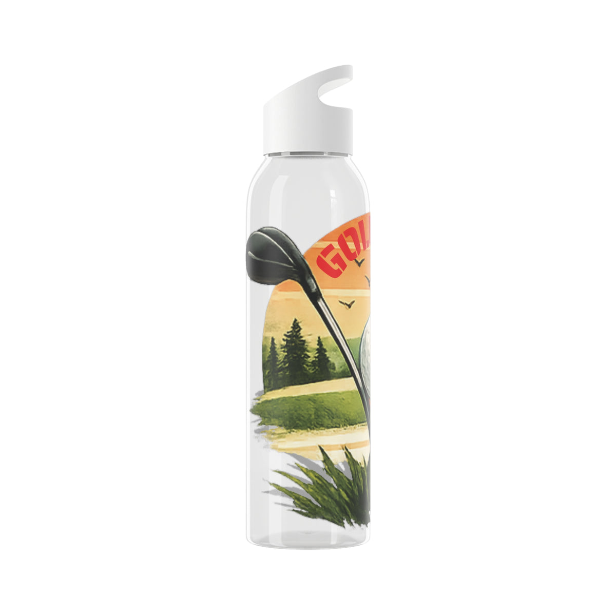 Gourde Golf Pro — Design rétro « Sunset » avec balle et tee de golf