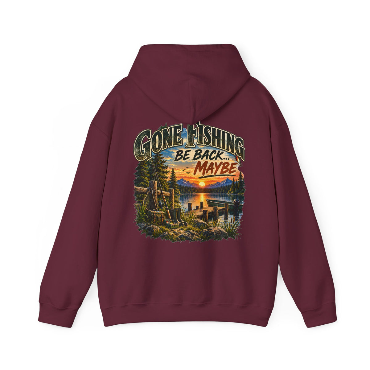 Gone Fishing, Be Back… Maybe Back Print Hoodie – Vintage Fishing Hoodie