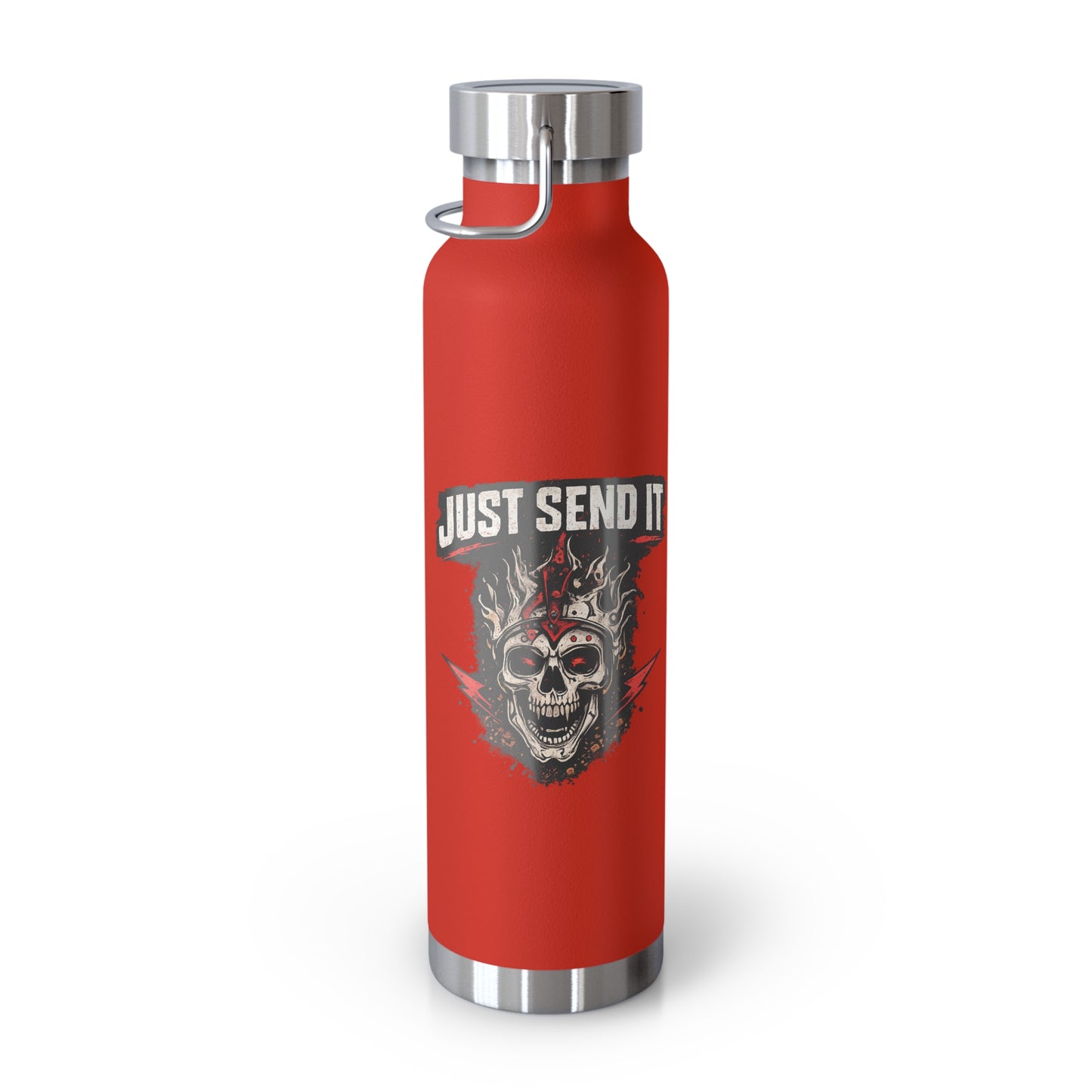 Just Send It Flask   22oz Copper-Insulated Skull & Flames Water Bottle